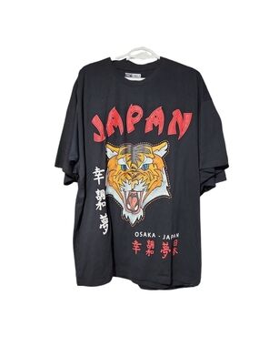 Thirty Single 2X Japan Tiger Graphic Tee - Black